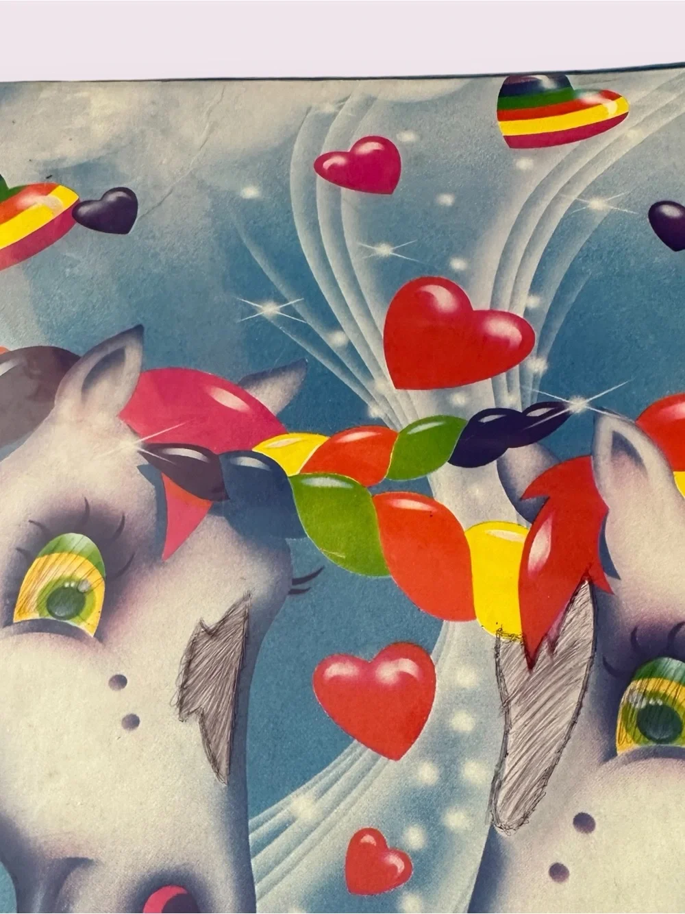Vintage 1989 Lisa Frank Rainbow Unicorn Hearts Trapper Keeper Binder RARE